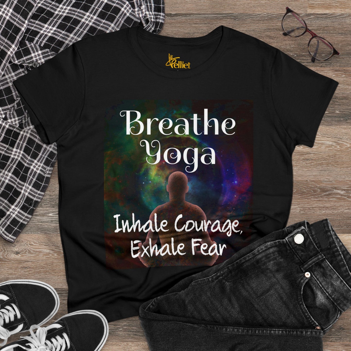 Breath Yoga Camiseta de algodón de peso medio para mujer