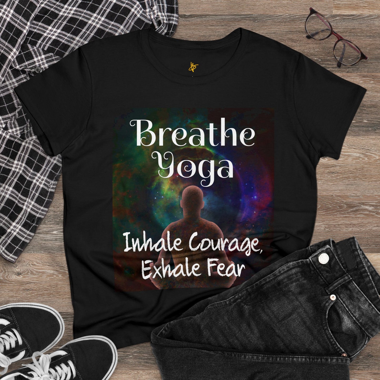 Breath Yoga Camiseta de algodón de peso medio para mujer